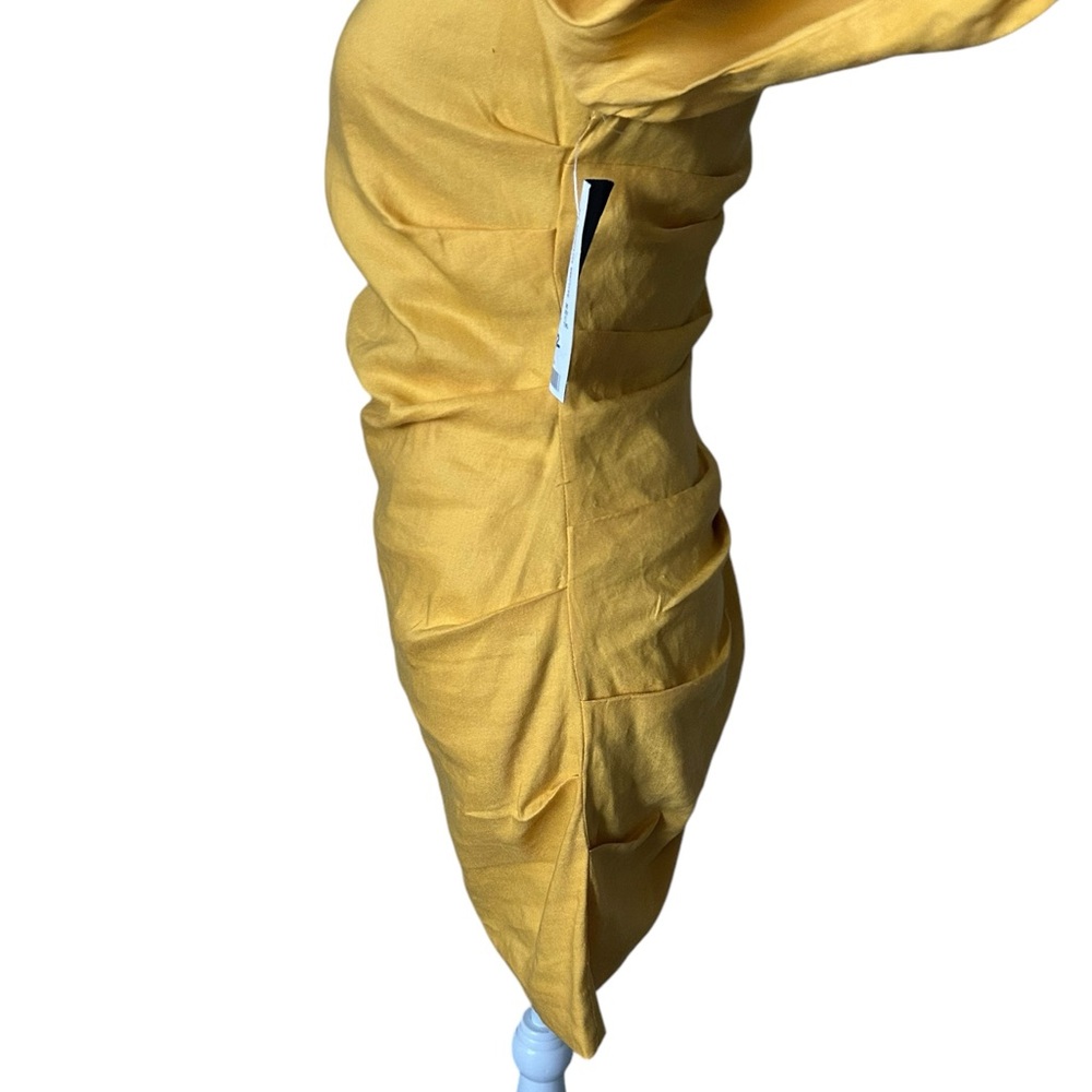 Nicole Miller Yellow Stretch Puff Sleeve Lauren Original Sample Dress XS… - Picture 7 of 15
